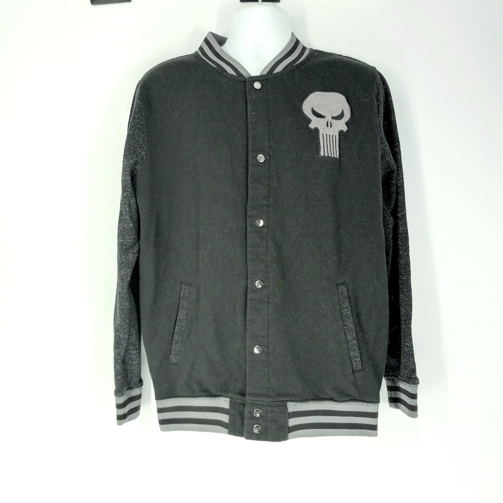Marvel Medium Dark Gray Button Snap Varsity Style… - image 1